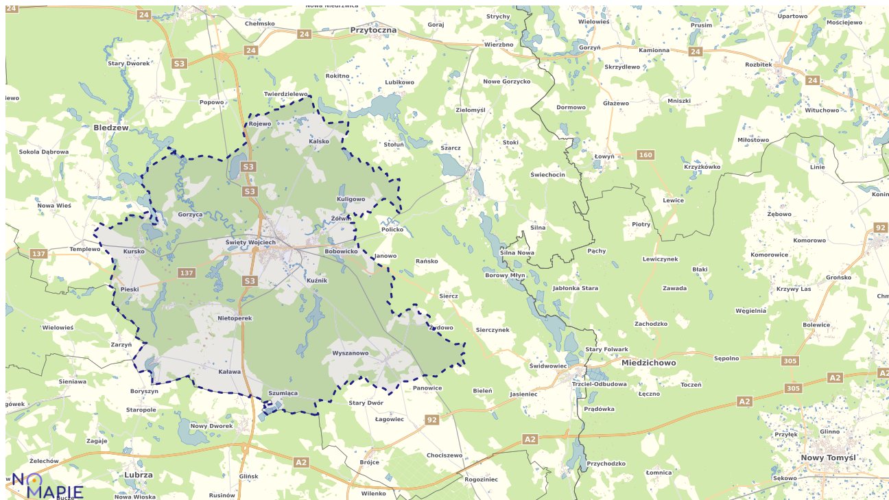 Mapa obszarów ochrony przyrody Międzyrzecza